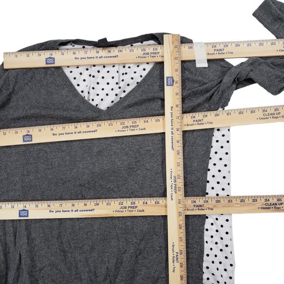 A Pea In The Pod Maternity Sweater M Blouse Women Gray White Gray Polka Dot - Picture 3 of 9